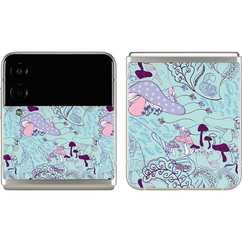 Disney Alice in Wonderland (animated) Mushrooms Print Pattern Galaxy Z Flip3 5G Skin