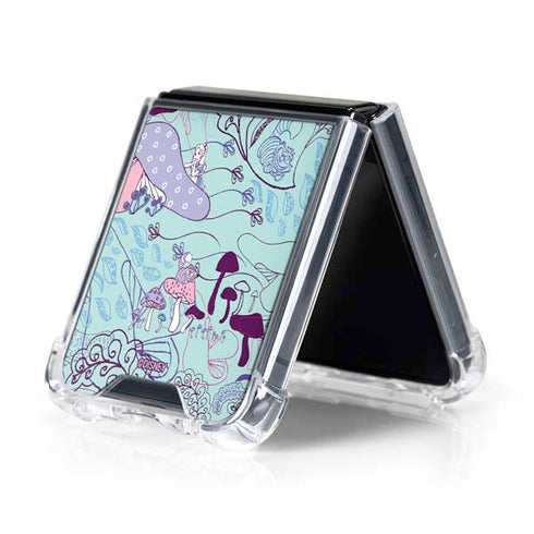 Disney Alice in Wonderland (animated) Mushrooms Print Pattern Galaxy Z Flip5 5G Clear Case