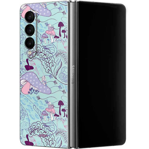 Disney Alice in Wonderland (animated) Mushrooms Print Pattern Galaxy Z Fold4 5G Skin