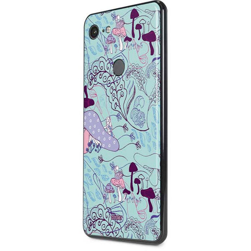 Disney Alice in Wonderland (animated) Mushrooms Print Pattern Google Pixel 3 XL Skin
