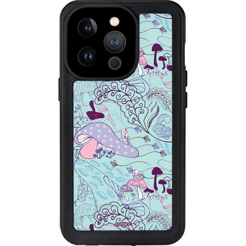 Disney Alice in Wonderland (animated) Mushrooms Print Pattern iPhone 14 Pro Waterproof Case
