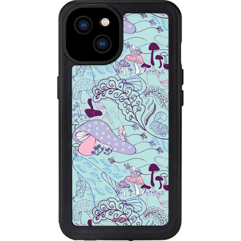 Disney Alice in Wonderland (animated) Mushrooms Print Pattern iPhone 15 Plus Waterproof Case