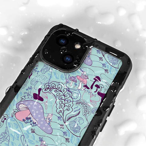 Disney Alice in Wonderland (animated) Mushrooms Print Pattern iPhone 15 Waterproof Case