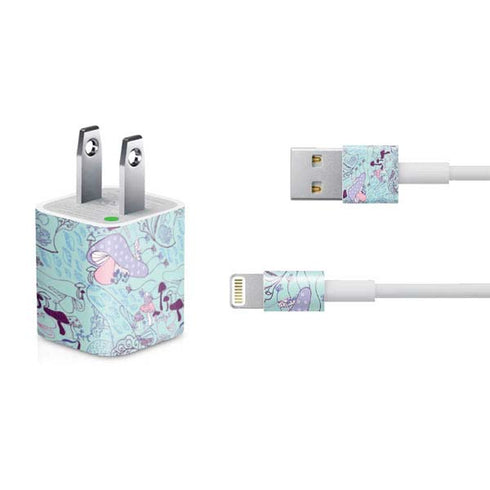 Disney Alice in Wonderland (animated) Mushrooms Print Pattern iPhone Charger (5W USB) Skin