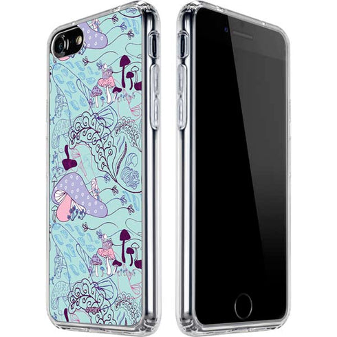 Disney Alice in Wonderland (animated) Mushrooms Print Pattern iPhone SE (2nd & 3rd Gen) Clear Case