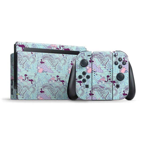 Disney Alice in Wonderland (animated) Mushrooms Print Pattern Nintendo Switch Bundle Skin