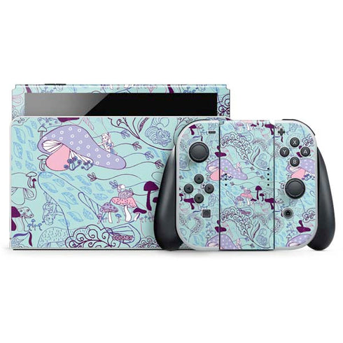 Disney Alice in Wonderland (animated) Mushrooms Print Pattern Nintendo Switch OLED (2021) Skin