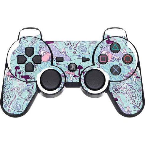 Disney Alice in Wonderland (animated) Mushrooms Print Pattern PS3 Dual Shock wireless controller Skin