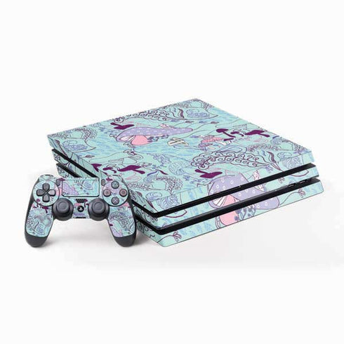 Disney Alice in Wonderland (animated) Mushrooms Print Pattern PS4 Pro Bundle Skin