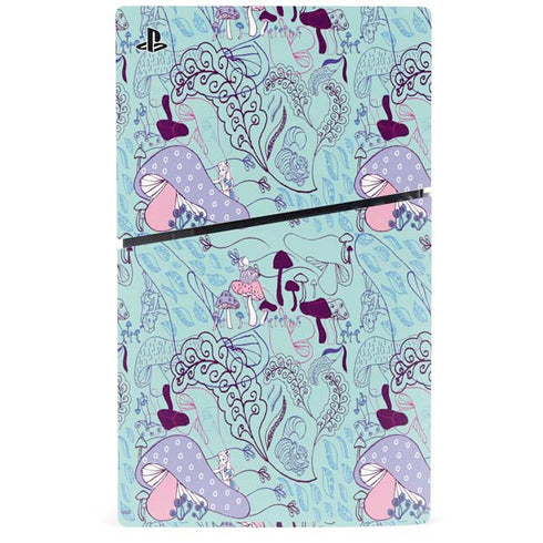 Disney Alice in Wonderland (animated) Mushrooms Print Pattern PS5 Slim Digital Edition Bundle Skin
