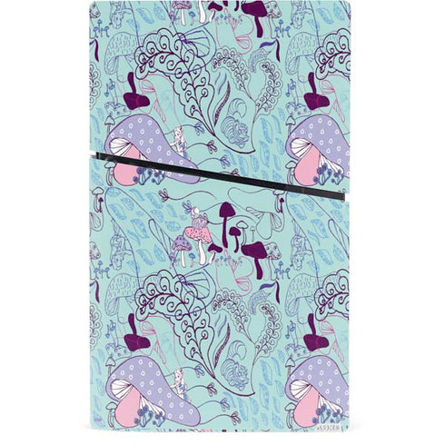 Disney Alice in Wonderland (animated) Mushrooms Print Pattern PS5 Slim Digital Edition Console Skin