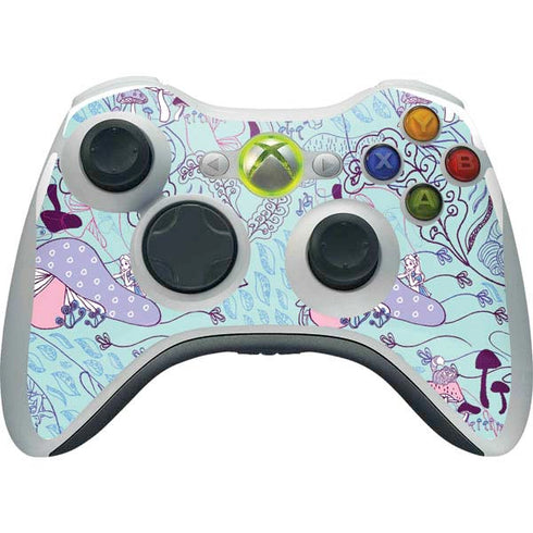 Disney Alice in Wonderland (animated) Mushrooms Print Pattern Xbox 360 Wireless Controller Skin
