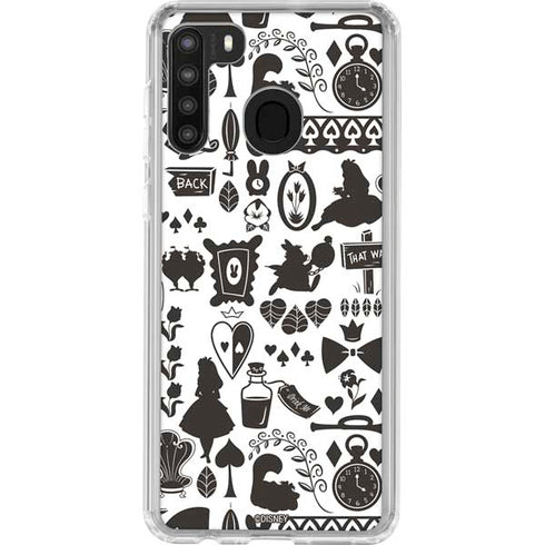 Disney Alice in Wonderland (animated) Silhouette Pattern Galaxy A21 Clear Case