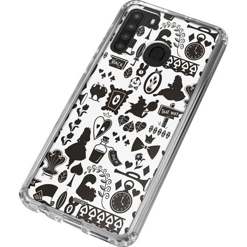Disney Alice in Wonderland (animated) Silhouette Pattern Galaxy A21 Clear Case