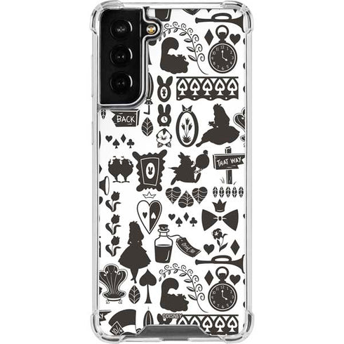 Disney Alice in Wonderland (animated) Silhouette Pattern Galaxy S21 FE Clear Case