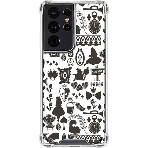 Disney Alice in Wonderland (animated) Silhouette Pattern Galaxy S21 Ultra 5G Clear Case