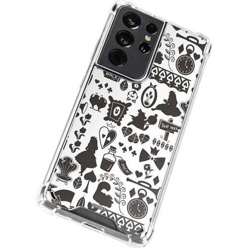 Disney Alice in Wonderland (animated) Silhouette Pattern Galaxy S21 Ultra 5G Clear Case