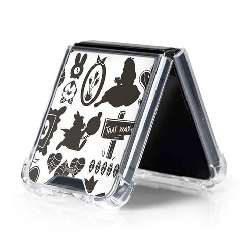 Disney Alice in Wonderland (animated) Silhouette Pattern Galaxy Z Flip5 5G Clear Case
