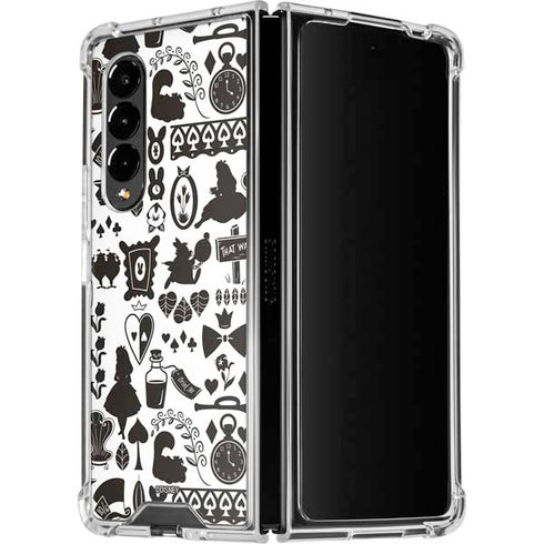 Disney Alice in Wonderland (animated) Silhouette Pattern Galaxy Z Fold4 5G Clear Case