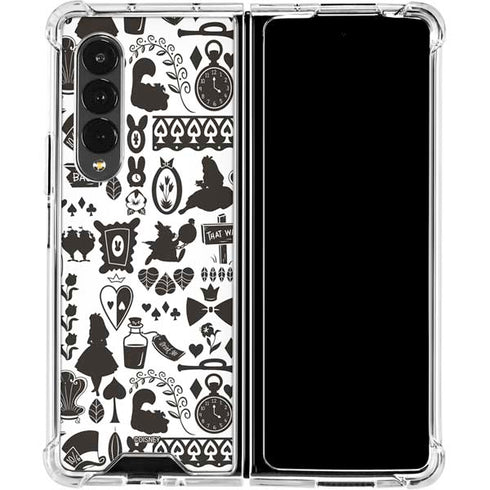 Disney Alice in Wonderland (animated) Silhouette Pattern Galaxy Z Fold4 5G Clear Case