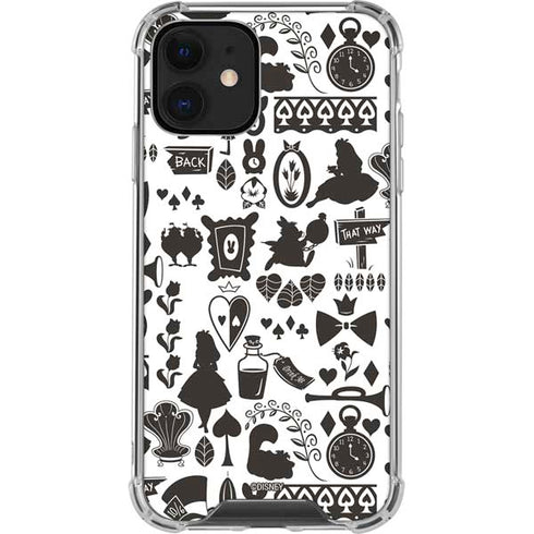 Disney Alice in Wonderland (animated) Silhouette Pattern iPhone 12 Clear Case