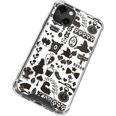 Disney Alice in Wonderland (animated) Silhouette Pattern iPhone 13 Mini Clear Case