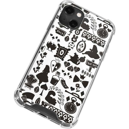 Disney Alice in Wonderland (animated) Silhouette Pattern iPhone 14 Plus Clear Case