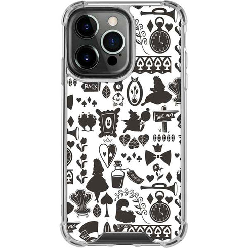 Disney Alice in Wonderland (animated) Silhouette Pattern iPhone 15 Pro Clear Case