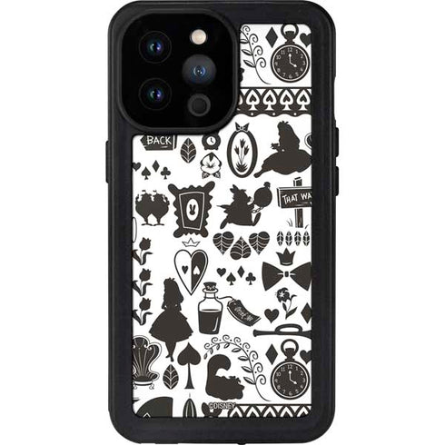 Disney Alice in Wonderland (animated) Silhouette Pattern iPhone 14 Pro Max Waterproof Case