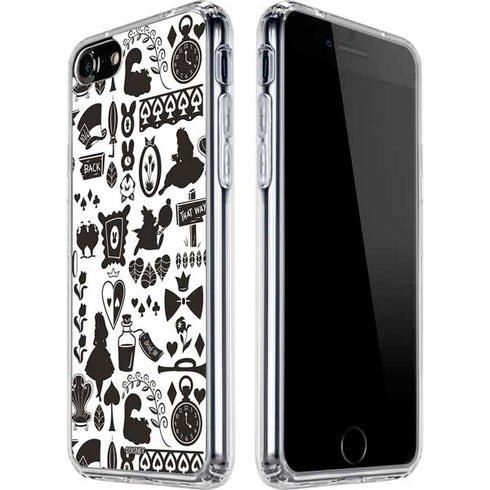 Disney Alice in Wonderland (animated) Silhouette Pattern iPhone SE (2nd & 3rd Gen) Clear Case