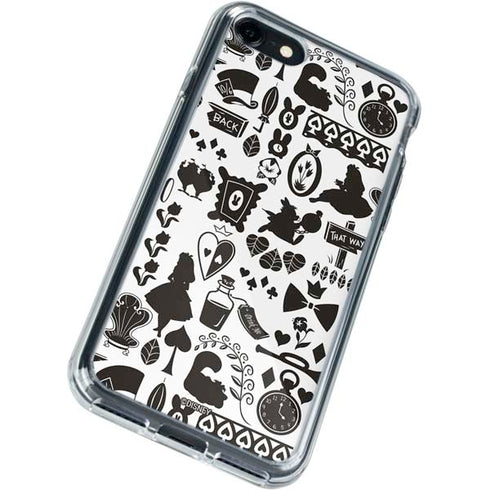 Disney Alice in Wonderland (animated) Silhouette Pattern iPhone SE (2nd & 3rd Gen) Clear Case