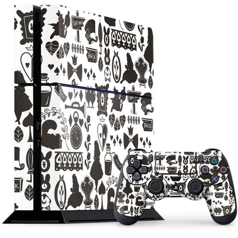 Disney Alice in Wonderland (animated) Silhouette Pattern PS4 Console and Controller Bundle Skin