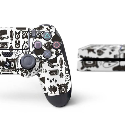 Disney Alice in Wonderland (animated) Silhouette Pattern PS4 Console and Controller Bundle Skin