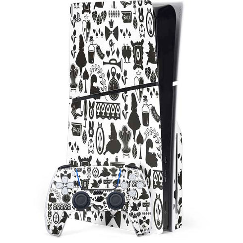 Disney Alice in Wonderland (animated) Silhouette Pattern PS5 Slim Disk Bundle Skin