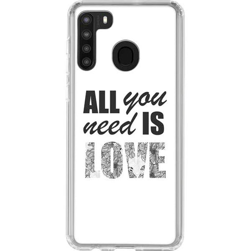 All You Need Is Love BW Galaxy A21 Clear Case