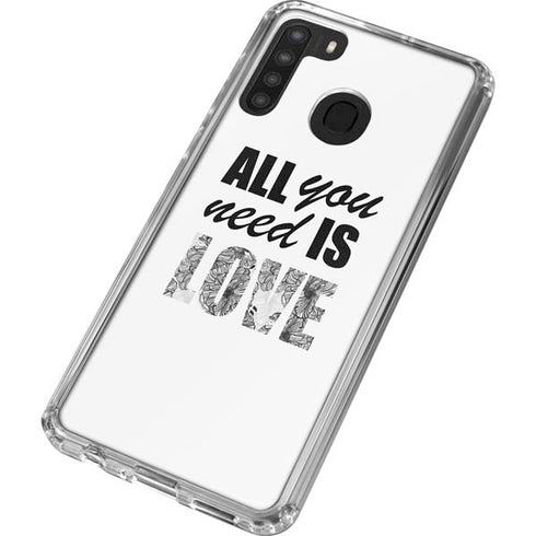 All You Need Is Love BW Galaxy A21 Clear Case