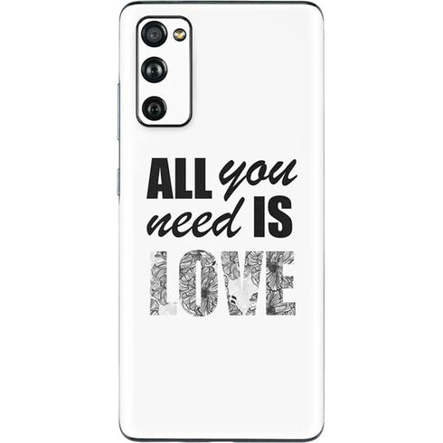 All You Need Is Love BW Galaxy S20 Fan Edition Skin