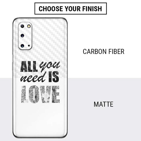 All You Need Is Love BW Galaxy S20 Skin