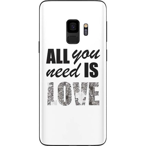 All You Need Is Love BW Galaxy S9 Skin