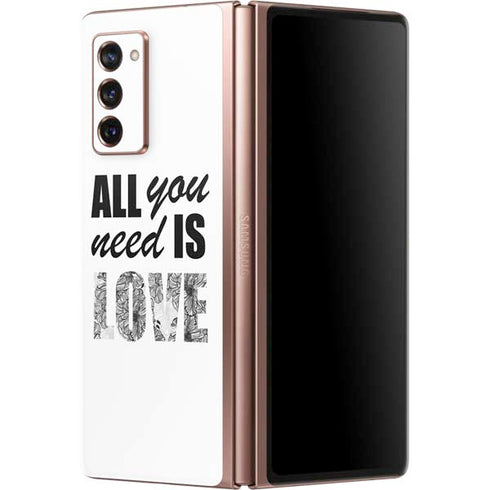 All You Need Is Love BW Galaxy Z Fold2 5G Skin