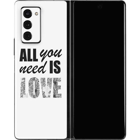 All You Need Is Love BW Galaxy Z Fold2 5G Skin