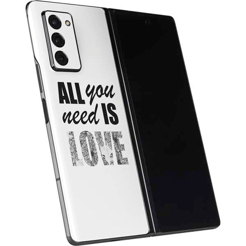 All You Need Is Love BW Galaxy Z Fold2 5G Skin