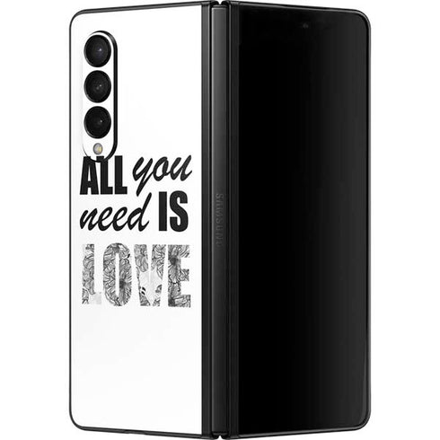 All You Need Is Love BW Galaxy Z Fold3 5G Skin