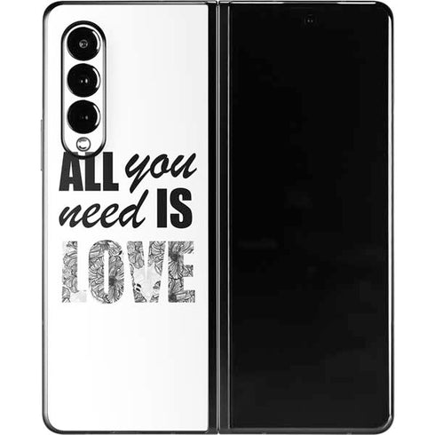 All You Need Is Love BW Galaxy Z Fold3 5G Skin
