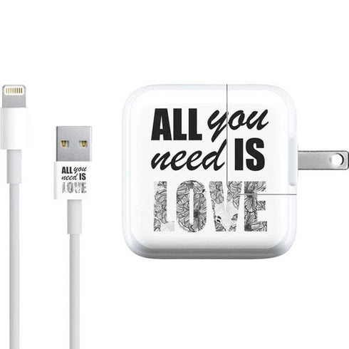 All You Need Is Love BW iPad Charger (10W USB) Skin
