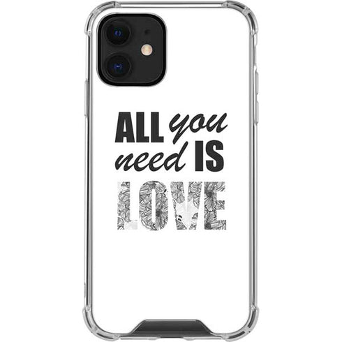 All You Need Is Love BW iPhone 12 Clear Case