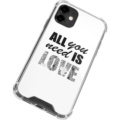 All You Need Is Love BW iPhone 12 Clear Case
