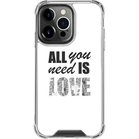 All You Need Is Love BW iPhone 15 Pro Clear Case