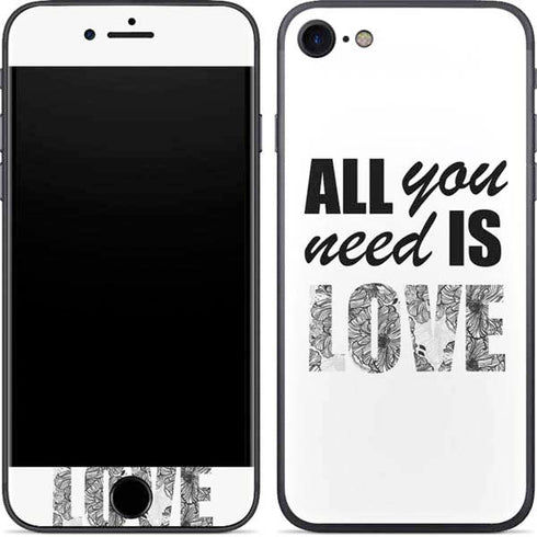 All You Need Is Love BW iPhone 8 Skin