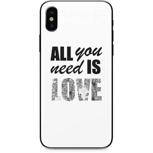 All You Need Is Love BW iPhone X Skin